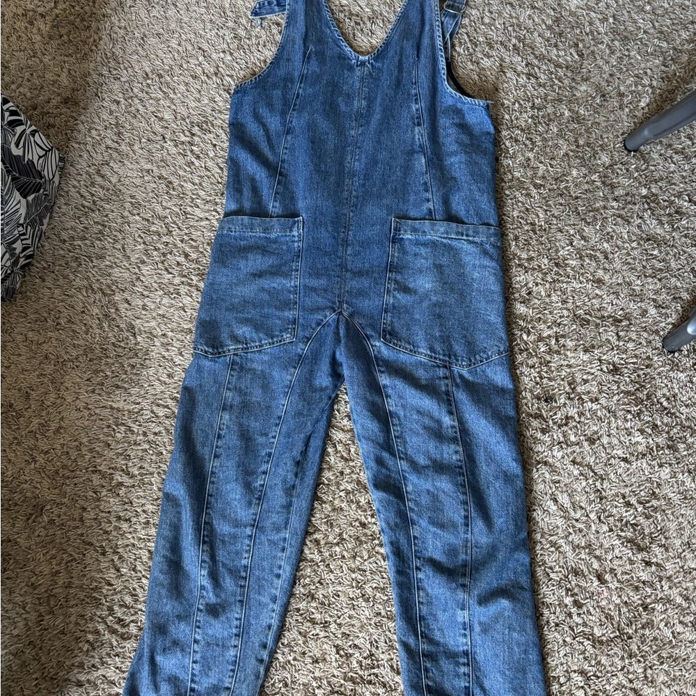 We The Free Light Blue Denim Overalls